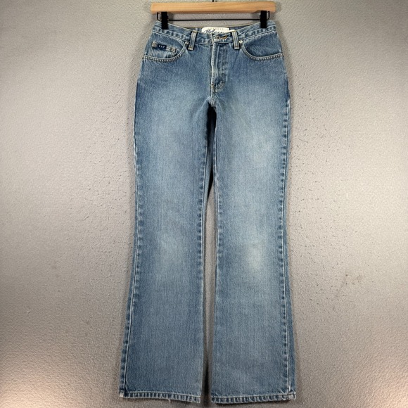 Vintage Express Bleus Flare Jeans Womens 1/2R  Blue Denim Comfort Trendy Y2K - Picture 1 of 15
